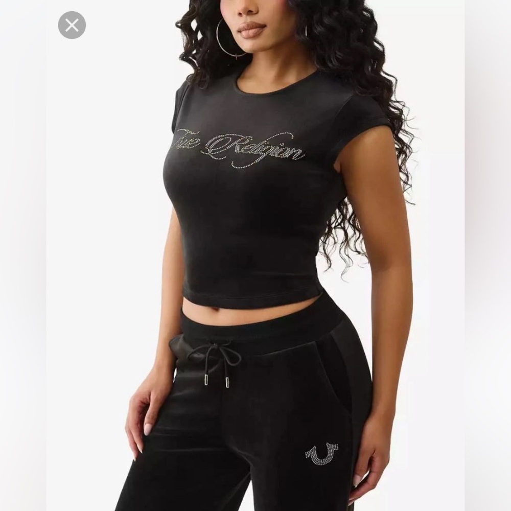 True Religion Black Tee with Gold Accents